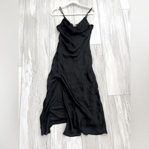BCBGeneration cowl midi side slit black dress Small